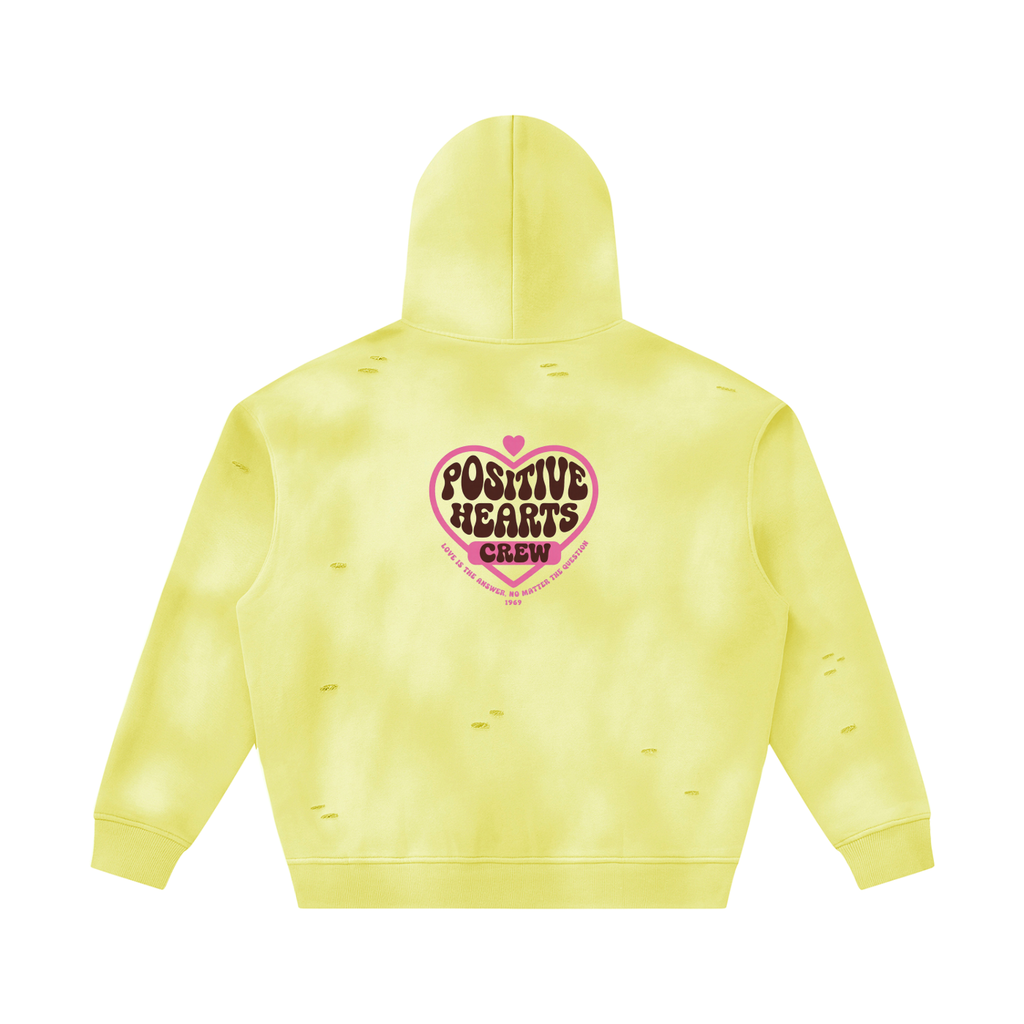 Unisex Sunfade Frayed Fleece Hoodie